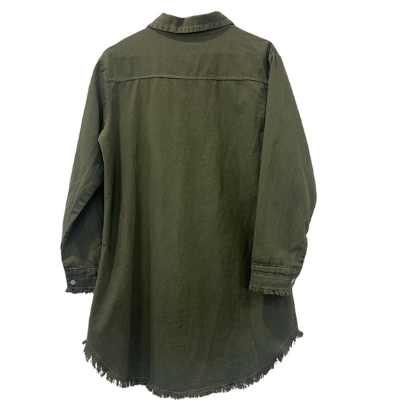 No Brand Womens Olive Green Button Up Top Size Medium Oversized Fit - Picture 2 of 4